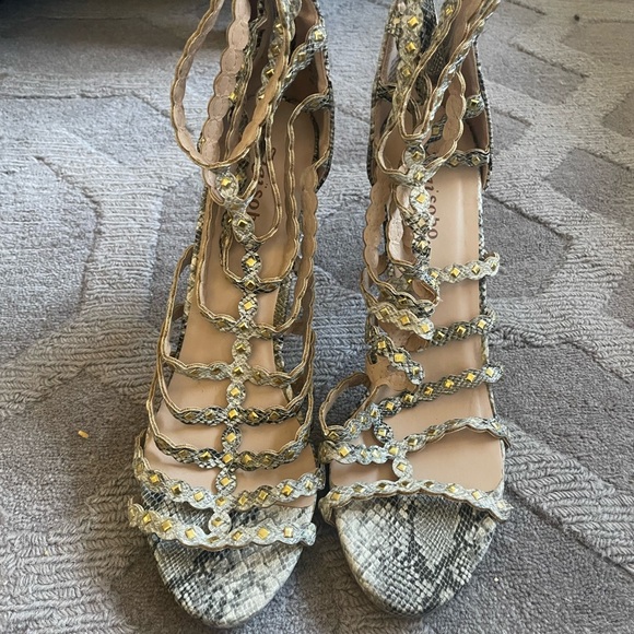 Snakeskin Gladiator Heels - Picture 2 of 7